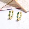 7 Pendientes Pequeños Geométricos Redondos de Cobre con Incrustaciones de Zircón Joyería para Mujer Estilo Ins Pendientes Exquisitos Conservadores del Color Venta al por Mayor en Stock