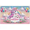 Tecido de Fundo de Aniversário de Unicórnio Novo Desenho Animado Transfronteiriço Decoração de Festa Infantil Adereços para Foto de Fundo