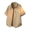 Camisa Casual de Manga Corta de Lino Transpirable Lisa de Color Sólido para Hombre, Estilo Old Money de Lujo Ligero, Nueva y Elegante de Verano