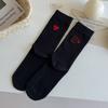 Meias Femininas para Outono e Inverno, Novas Meias Folgadas de Coração Bordado AB, Estilo Ins da Moda, Meias Longas de Algodão Versátil Japonês