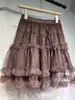 Chique Coreano Primavera Novo Estilo Versátil Cintura Alta Resistente Camadas Tule Rodado Saia Bolo para Mulheres