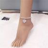 Anklet de Strass Coração Amoroso Mais Vendido na Amazon Corrente de Tornozelo com Pingente de Coração Totalmente Cravejado Acessórios Europeus e Americanos Anklet Feminino