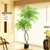 Planta Artificial Verde Nandina Bambu Planta Falsa High-End Luxo Leve Árvore Decorativa para Sala de Estar Ornamentação de Chão Interna Grande em Vaso