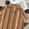 Camisa Retro de Estilo Étnico Calada Tejida con Cuello Cubano para Hombre, Camisa de Verano de Manga Corta con Diseño de Color Contrastante, Camisa Trendy de Manga Corta
