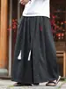 Pantalones holgados para hombre estilo chino, talla 8X, estilo Hanfu, pantalones estilo Ming, pantalones anchos fluidos, estilo casual, bordados, talla L
