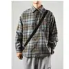 Camisa a Cuadros Retro Americana Diaria de Moda de Manga Larga para Mujer Primavera y Otoño Camisa Perezosa de Calle Chaqueta Fina de Pareja Adolescente