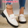 Novedad Primavera y Otoño 2025 Zapato de Mujer sin Cordones de Punta Redonda Talla Grande Comercio Transfronterizo Zapatos de Mujer Mocasines con Lazo al por Mayor