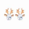 Pendientes de reno de cristal navideños de estilo coreano, elegantes y sencillos pendientes de piedras preciosas, un ciervo te tiene, pendientes de astas tridimensionales para mujer