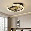 Lámpara de Sala de Estar Estilo Lujo Moderno con Sensación de Alta Gama, Elegante Diseño de Hielo Rachado, Lámpara de Dormitorio Integrada, Lámpara Ventilador Controlada por Control Remoto Inteligente