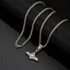 Colar com Pingente Martelo de Thor Viking Venda Quente Transfronteiriça Europeu e Americano Vintage Personalizado Corrente de Aço Titânio Masculino Âncora de Navio da Marinha Corrente de Lã
