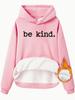 Suéter Cruzado para Mujer Estampado Sé Amable Comercio Exterior Casual Moda Suéter con Capucha de Manga Larga Forrado de Polar para Mujer Camisa