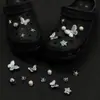 Accesorios para zapatos de zueco de ballet con mariposa de diamantes brillantes INS, hebilla de zapato universal desmontable hecha a mano de vidrio con strass blanco DIY