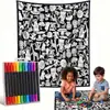 Manta DIY para Colorear Personalizada Transfronteriza Dibujo a Líneas Blanco y Negro Manta de Graffiti Manta de Pintura Interactiva Padre-Hijo para Niños Amazon