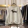 Moletom redondo super estiloso para mulheres, branco e cinza, novo modelo popular para estudantes do ensino fundamental, outono e inverno, grosso e com forro de fleece, sem capuz