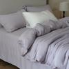 Juego de cuatro piezas de estilo simple tipo terciopelo Tencel de borde ancho pequeño suave sedoso cama sábanas funda de edredón dormitorio 2.0m ropa de cama para el hogar