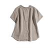 Comercio exterior exportación pedido diario lino puro artístico simple cuello de oreja de madera ligera camisa top de manga corta con temperamento rejuvenecedor para mujer