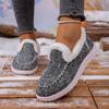 Botas de Neve de Inverno Grossas com Solado Grosso de Novo Tamanho Grande para Mulheres com Veludo e Pelo Grosso para Manter Aquecido Bolsa de Costura de Tamanho Grande Sapatos de Algodão Femininos