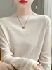 Top de Punto de Alta Gama Estilo Nuevo 2025 de Cuello Medio Alto Elegante para Mujer para Otoño e Invierno con Color Puro Aspecto Adelgazante