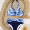 Bikini de Encaje con Cordones Transfronterizo para Playa, Estilo Europeo y Americano, Conjunto de Tres Piezas Más Vendido en Amazon, Cuello Halter, Bikini Sexy para Vacaciones, Modelo Nuevo
