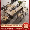 Conjunto de mesa de chá e cadeiras feito de madeira maciça, bandeja de chá moderna com estação de preparo de chá integrada, mesa de chá kung fu simples para a sala de estar, tudo em madeira maciça