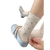 Calcetines Largos Finos de Encaje Floral para Primavera y Verano, Absorbentes de Sudor, Transpirables, Versátiles de Media Pantorrilla
