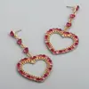 Moda transfronteriza europea y americana, nuevos pendientes personalizados dulces de amor largo de aleación incrustados con diamantes de colores, pendientes elegantes