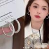 Pendientes de aguja de plata S925 estilo Hong Kong estilo francés, accesorios sencillos para las orejas, pendientes de nicho personalizados a juego para mujer.