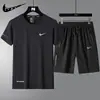Ropa para Hombre 2026 Verano Seda de Hielo Deportivo Casual Traje Camiseta de Manga Corta/Pantalones Cortos Secado Rápido Correr Fitness Conjunto de Dos Piezas