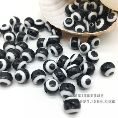 树脂条纹圆珠黑色动物玩偶眼睛珠玩趣耳饰耳坠发饰材料饰品配件