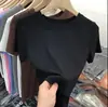 Camiseta Lisa para Mulheres, Manga Curta, Novo Estilo Francês Verão 2026, Design Slim Fit, Top Básico
