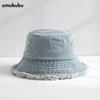 Sombrero de Pescador Borde Deshilachado Fresco de Marea Ins Moda para Hombres y Mujeres Personalizado Sombrero Deshilachado de Mendigo Sombrero de Cubo de Nicho Primavera y Otoño Marea