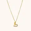 Collar con Colgante de Corazón con Pedrería Estilo Ins Transfronterizo Europeo y Americano, Acero Inoxidable Chapado en Oro de 18 Quilates, Diseño de Nicho, Colgante de Lujo Ligero