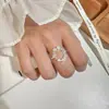Anillo de Personalidad Corazón Dulce para Mujer, Anillo Abierto Geométrico Ovalado Hueco Irregular Versátil Apilable, Anillo para Dedo Índice Moderno