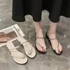 Sandalias de Tacón Grueso con Pedrería de Celebridad de Internet para Verano para Mujer 2025 Nuevas Elegantes de Hada con Falda Sandalias de Tacón Alto