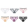 582V Deseo Puro Sexy Lunares Transparente Hot Pants Encaje Cintura Baja Tentación Transpirable Cubre Cadera Bragas para Mujer