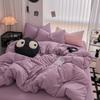 Juego de Cama de Cuatro Piezas Estilo Lujo Ligero Sábana de Algodón Lavable Funda de Edredón Ropa de Cama Doméstica Dormitorio Juego de Cama de Tres Piezas Color Sólido