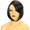 Moda europeia e americana transfronteiriça parcial peruca de renda pequena feminina fivela interna preta cabelo curto cacheado fibra química touca peruca lateral