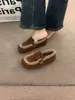 Mocasines retro esmerilados estilo bosque con felpa 2026 modernos de otoño e invierno cálidos sin cordones abuela suela suave Zapatos de algodón Birkenstock