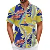 Camisa Havaiana Transfronteiriça Peça Única Masculina Praia Tamanho Grande Casual Estampada em 3D Manga Curta Camisa de Férias à Beira-Mar Tendência