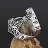 Anillo Punk Vikingo Nórdico Martillo de Odin Thor Anillo de Runas Luna para Hombre de Moda Fábrica de Joyería Al por Mayor