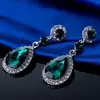Pendientes de Cristal Europeos y Americanos para Mujer, Pendientes Versátiles de Gema en Forma de Gota, Performance de Baile Azul Rojo Novia Exagerado B