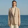 Traje clásico de lana de doble cara color camello para mujer en otoño e invierno, abrigo de lana de doble cara de un solo botón para ir al trabajo en mujeres petite