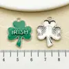 Sombrero Verde Irlandés que Gotea Aceite Trébol de la Suerte Colgante de Trébol Pulsera Llavero DIY Accesorios de Joyería