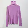 [No se aceptan devoluciones ni cambios en artículos con descuento] Suéter de punto de lana sin costuras de cuello alto para Otoño/Invierno, corte ajustado, que realza la figura y perfecto como capa base