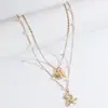 Joyería Transfronteriza Moda Europea y Americana Accesorios de Playa Bohemios Verano Concha Estrella de Mar Collar Multicapa Cadena para Clavícula de Mujer