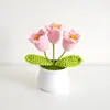 Día del Maestro Maceta Tejida Flor Artificial Acabados Adornos Decoración Hogar Amigos Mejor Amigo Regalos Regalo Flores en Maceta