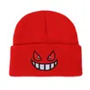 Gorro de Punto Personalizado Estilo Coreano Diablito de Dibujos Animados Cara Sonriente Versátil Cálido para Adultos Sombrero a Prueba de Viento para Viajes al Aire Libre Venta al por Mayor