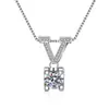 Japón y Corea del Sur venta caliente moissanita cadena clavicular fábrica directa trémolo con collar para mujer pequeño fresco completo diamante joyería simple