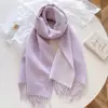 Bufanda de Lana Mezclada Estilo Coreano con Flecos en Bloques de Color por Ambos Lados para Mujer, Cuello Grueso de Color Sólido Cálido para Otoño/Invierno, Chal para Abrigo
