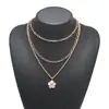 N14247 Collar con colgante de flor de gota de aceite de alta gama transfronterizo, multicadena vintage en capas, cadena para la clavícula de lujo ligero de nicho
